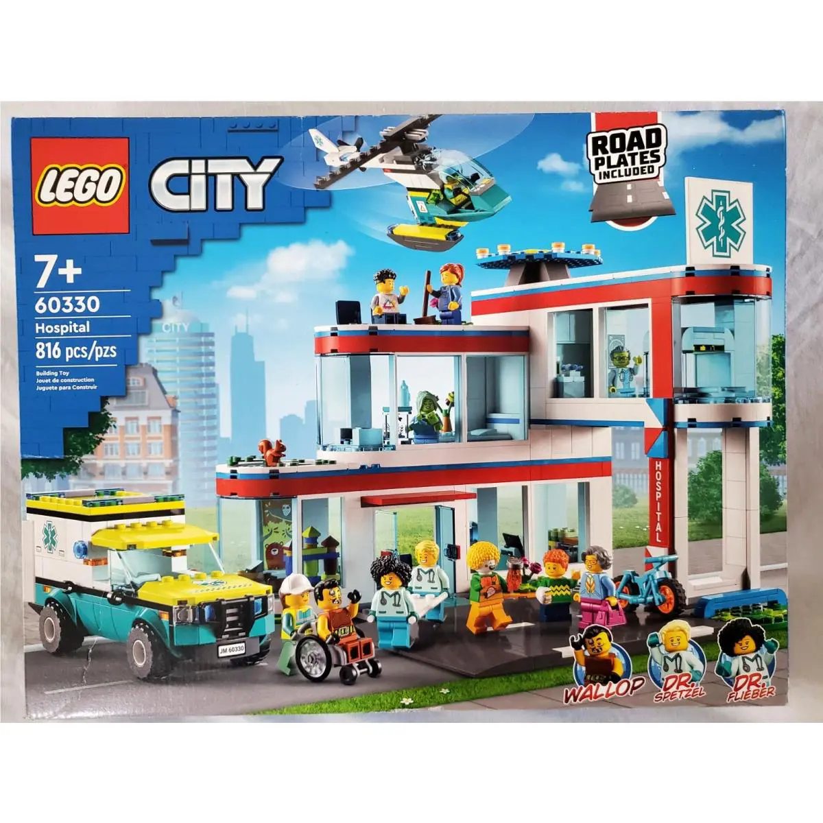Lego City 60330 Hospital Doctor Ambulance Helicopter Road Plates