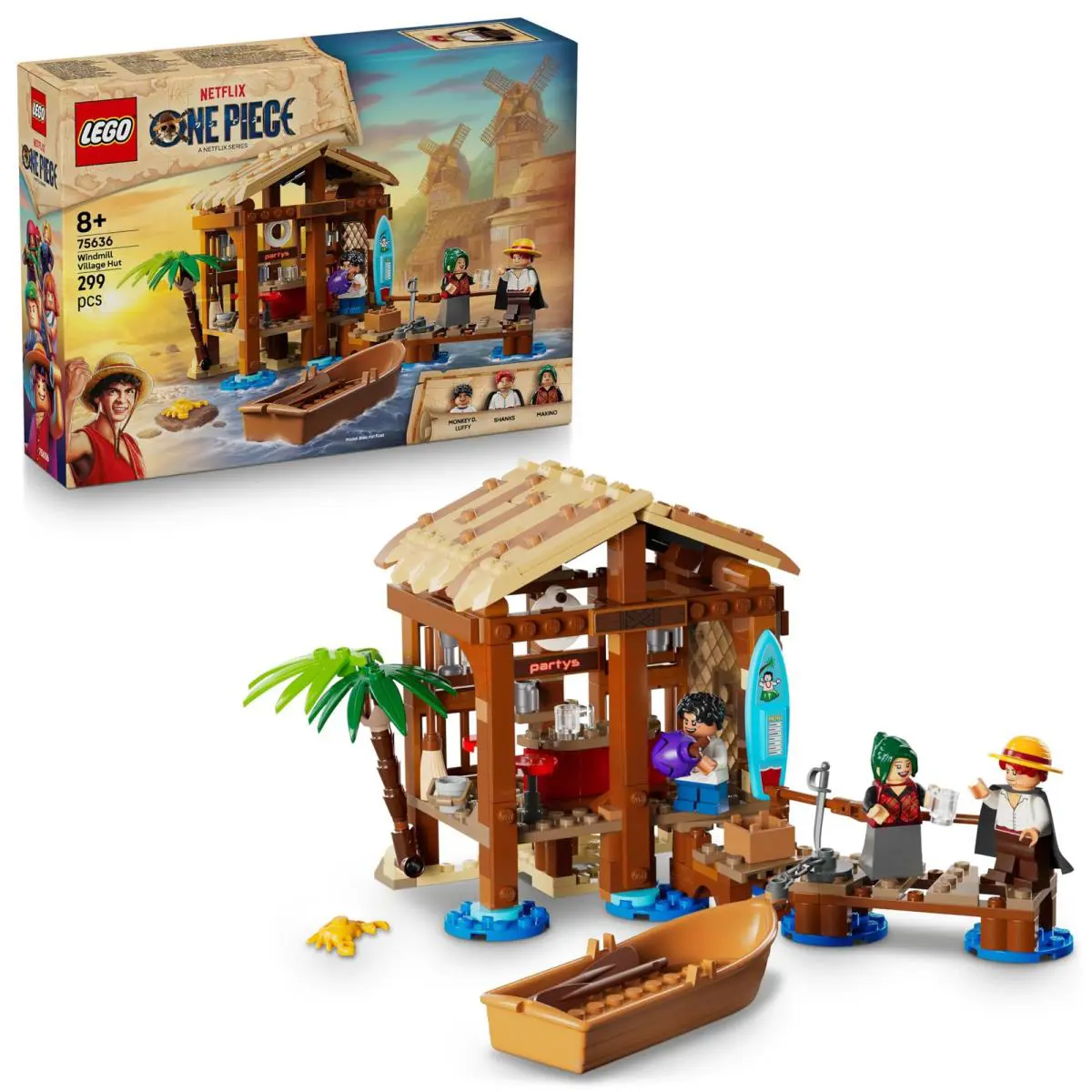 Lego One Piece Windmill Village Hut Toy with a Boat Young Luffy Shanks Mak