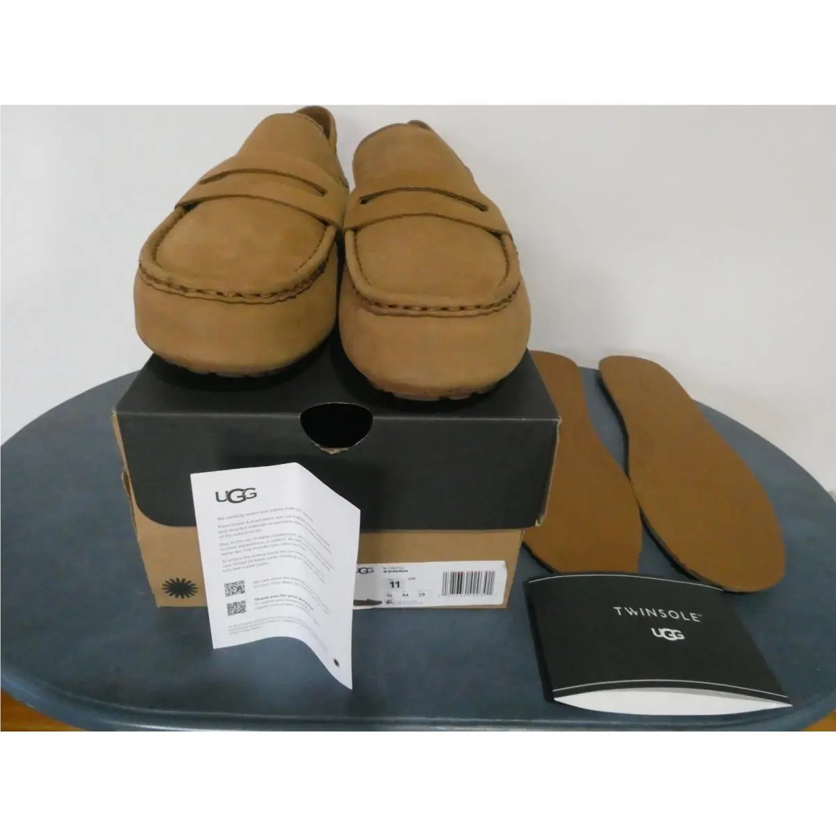 Ugg Burkman Loafer Men 11 Chestnut 1166762 Twinsole Leather Slip-on W/ Box