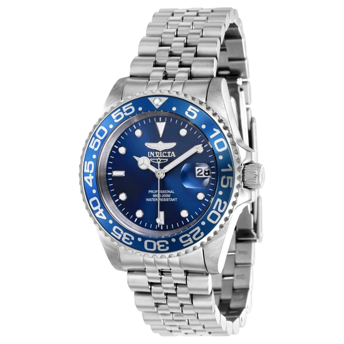 Invicta Women`s Watch Pro Diver Quartz Silver Tone and Blue Rotating Bezel 37161