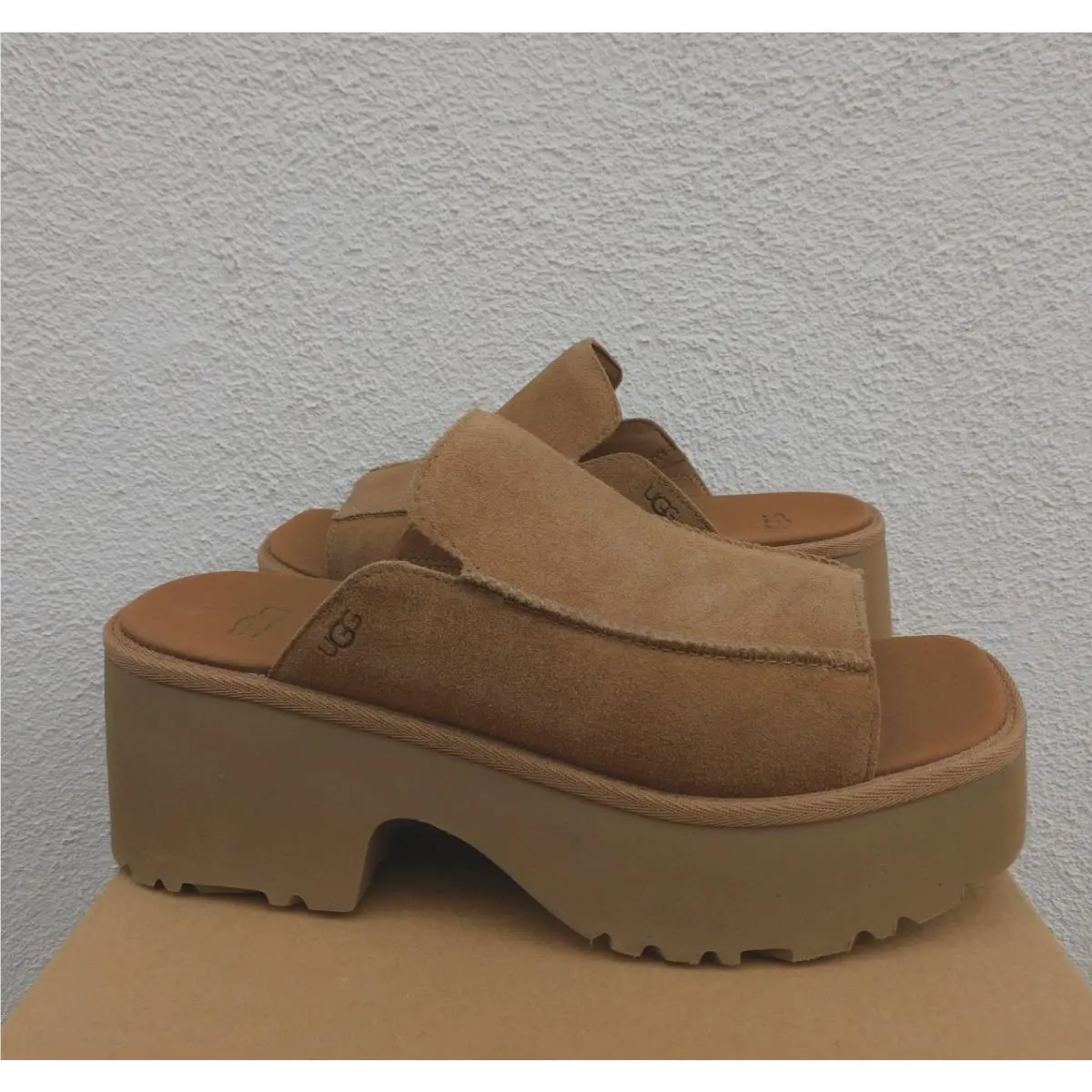 Ugg New Heights Slide Suede 2 Heights Slide Clog Platform Shoes Women US 9/ Eur 40