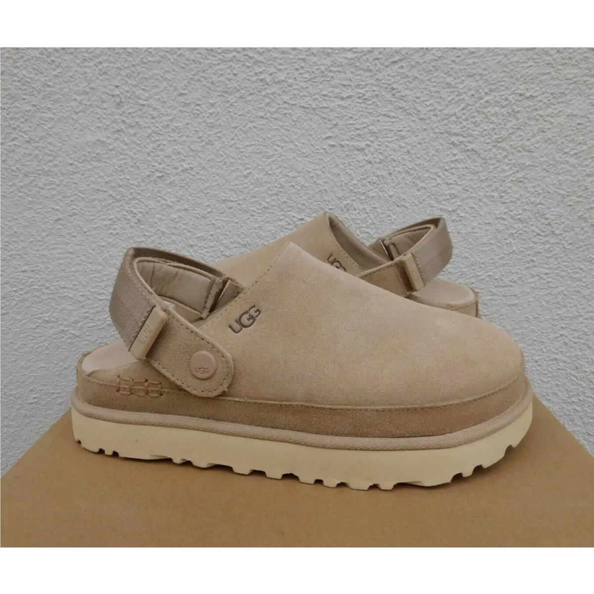 Ugg Driftwood Goldenstar Clog Suede Platform Sandals Women US 8/ Eur 39