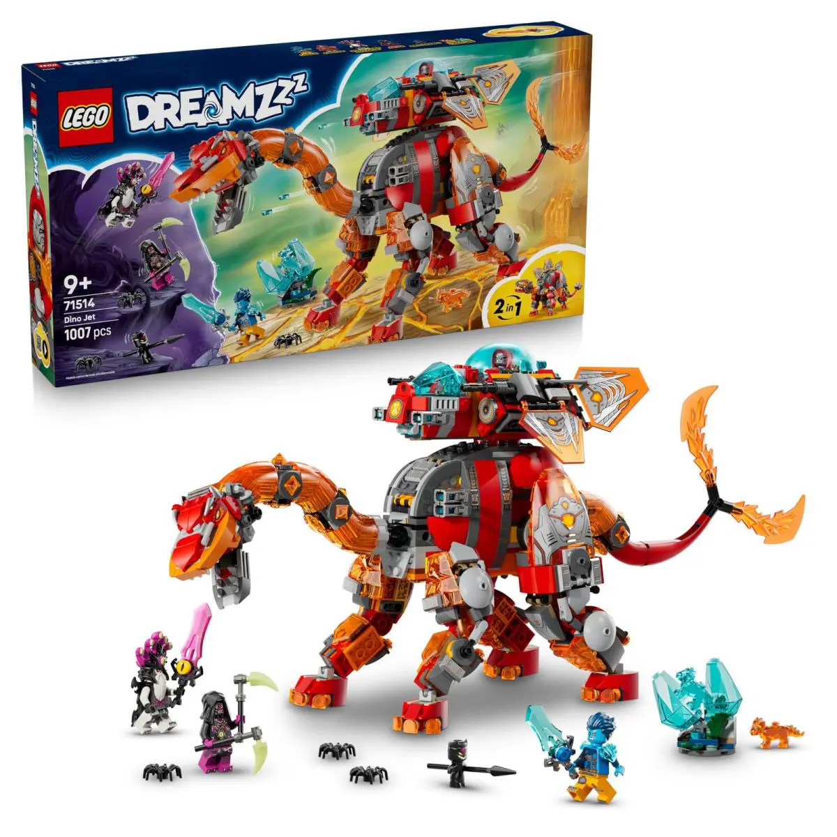 Lego Dreamzzz 2in1 Dino Jet Toy - Dinosaur Figure Transforms Into an Armoured St