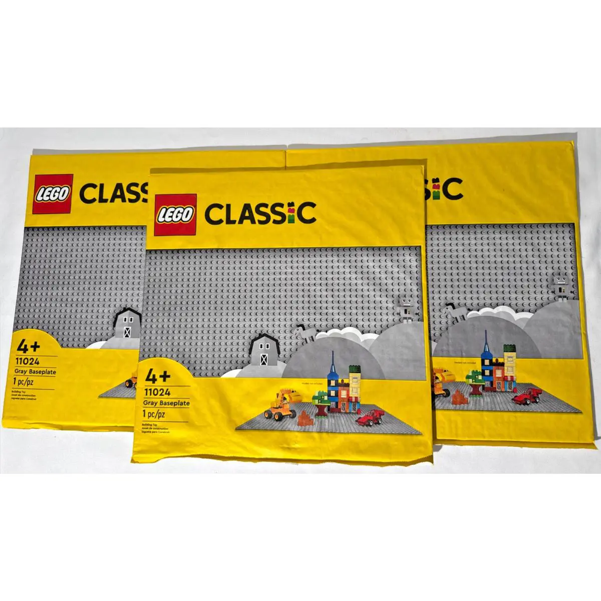3 Lego Classic Gray Baseplate Square 48x48 Stud Foundation 11024 1 Pc 3 Total