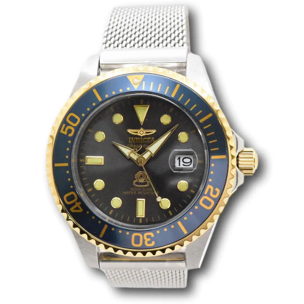 Invicta Pro Diver Automatic Men`s 47mm Slate Blue Mesh Band Strap Watch 45806