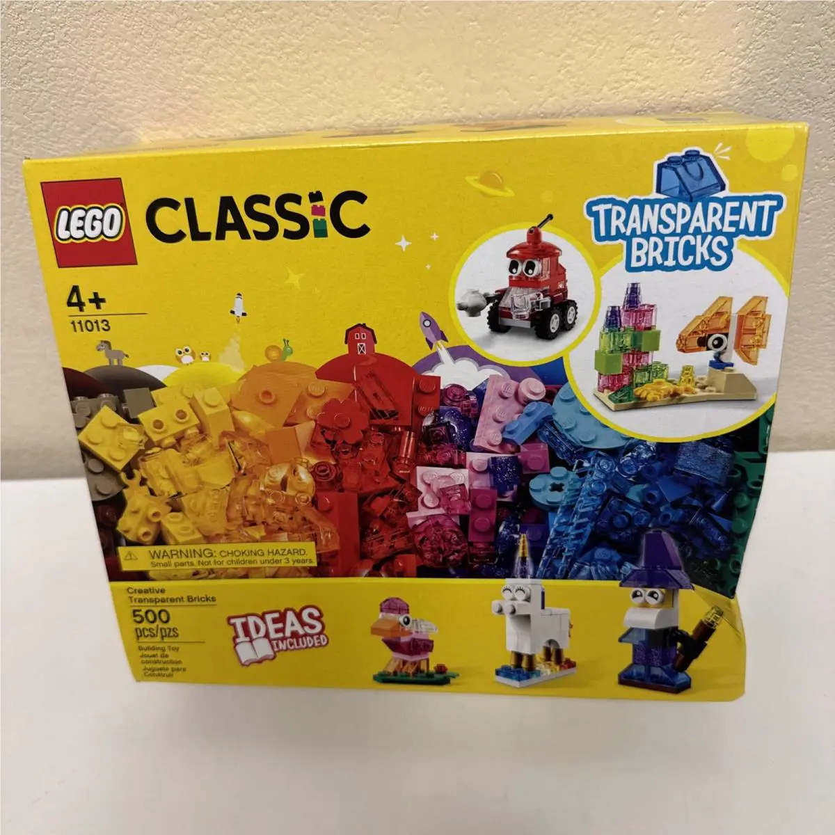 Lego Classic Transparent Bricks Set 11013 4+ Building Toy 500 Pcs / Pzs