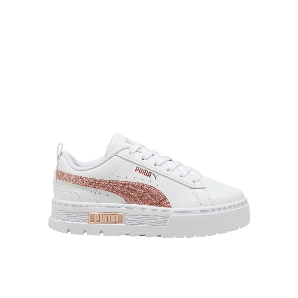 Puma Mayze Glitter Lace Up Toddler Girls White Sneakers Casual Shoes 39970102
