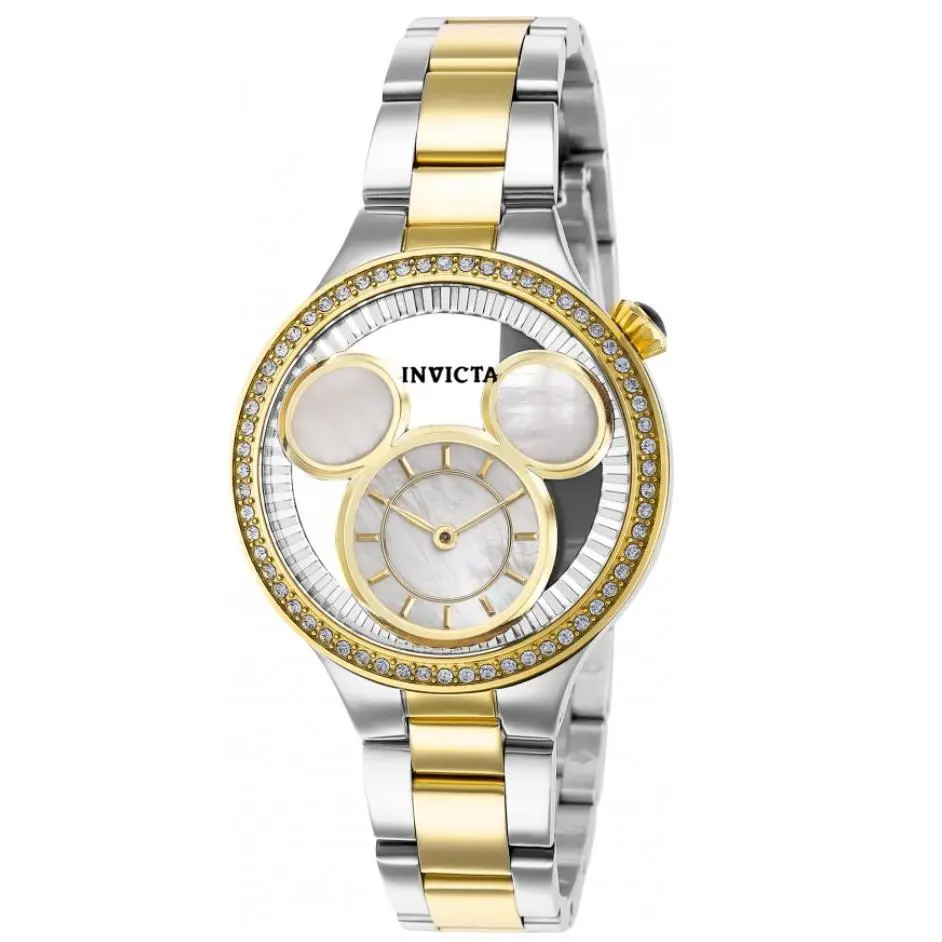 Invicta Disney Luxe Women`s 35mm Limited Edition Gold Mop Mickey Watch 36265 - Dial: Clear, Gold, Multicolor, Silver, White, Band: Gold, Silver, Yellow, Bezel: Gold, Yellow