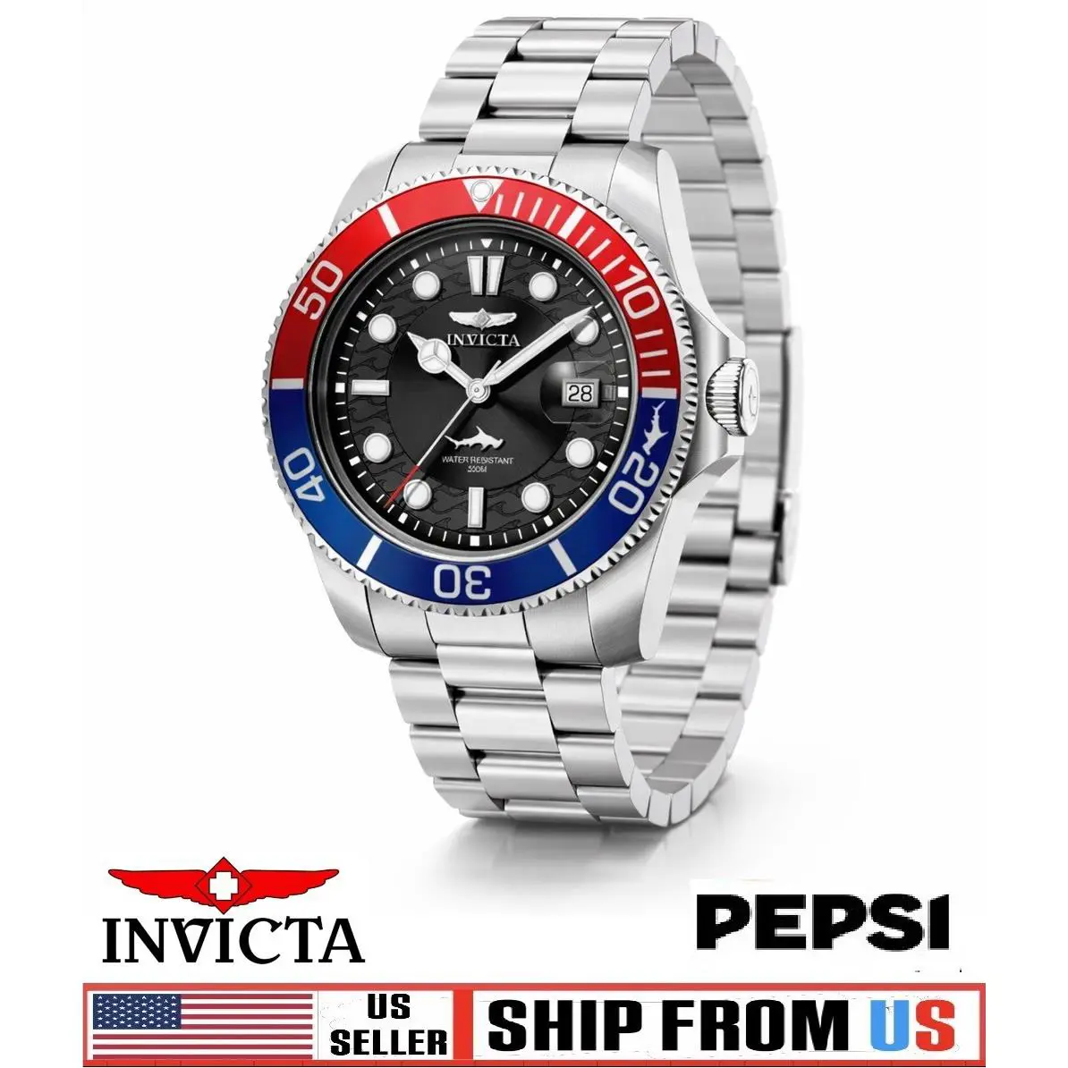 Invicta Pro Diver Mens Pepsi Red Blue 42mm Quartz Watch