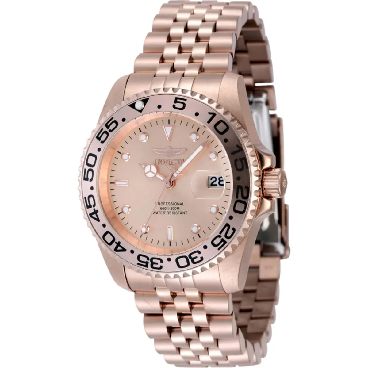 Women`s Watch Pro Diver Quartz Rose Gold Tone Dial Steel Bracelet 48386 by Invicta