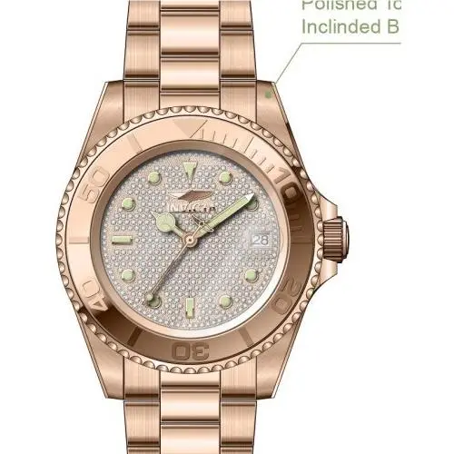 Invicta Men`s Pro Diver 43mm Automatic Rose Gold/silver 200m SS Bracelet Watch