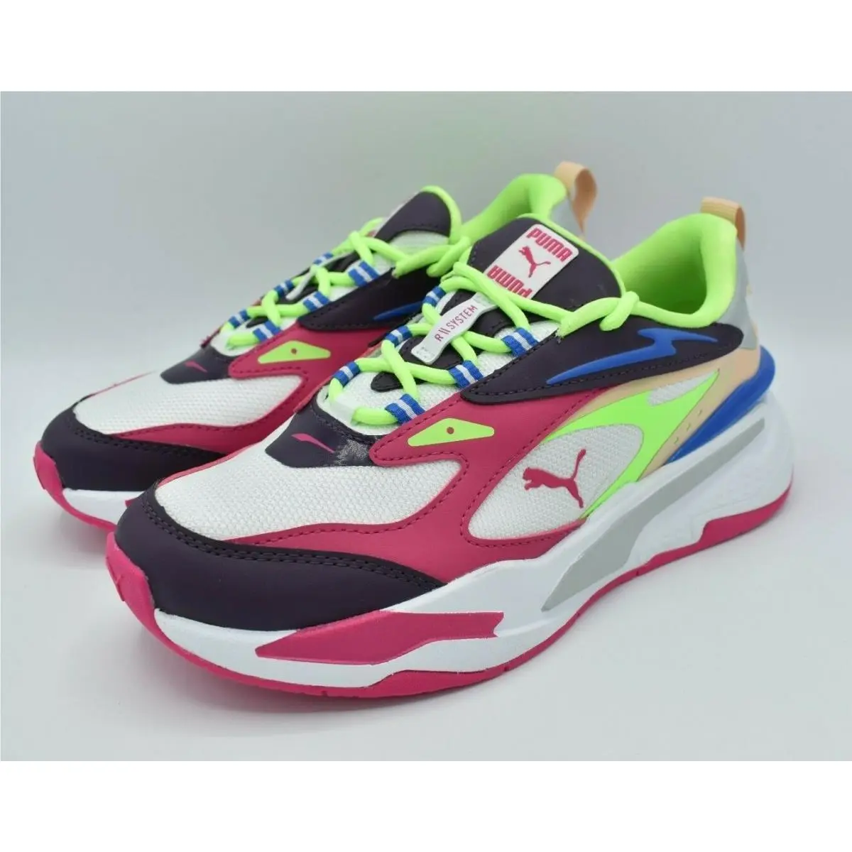 Puma Womens Size 7 RS Fast Pop White Sweet Grape Purple Sneakers Shoes