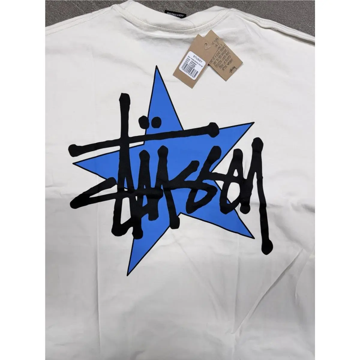 Stussy Shirt Star Tee Tshirt Natural Size Medium Double Sided Streetwear
