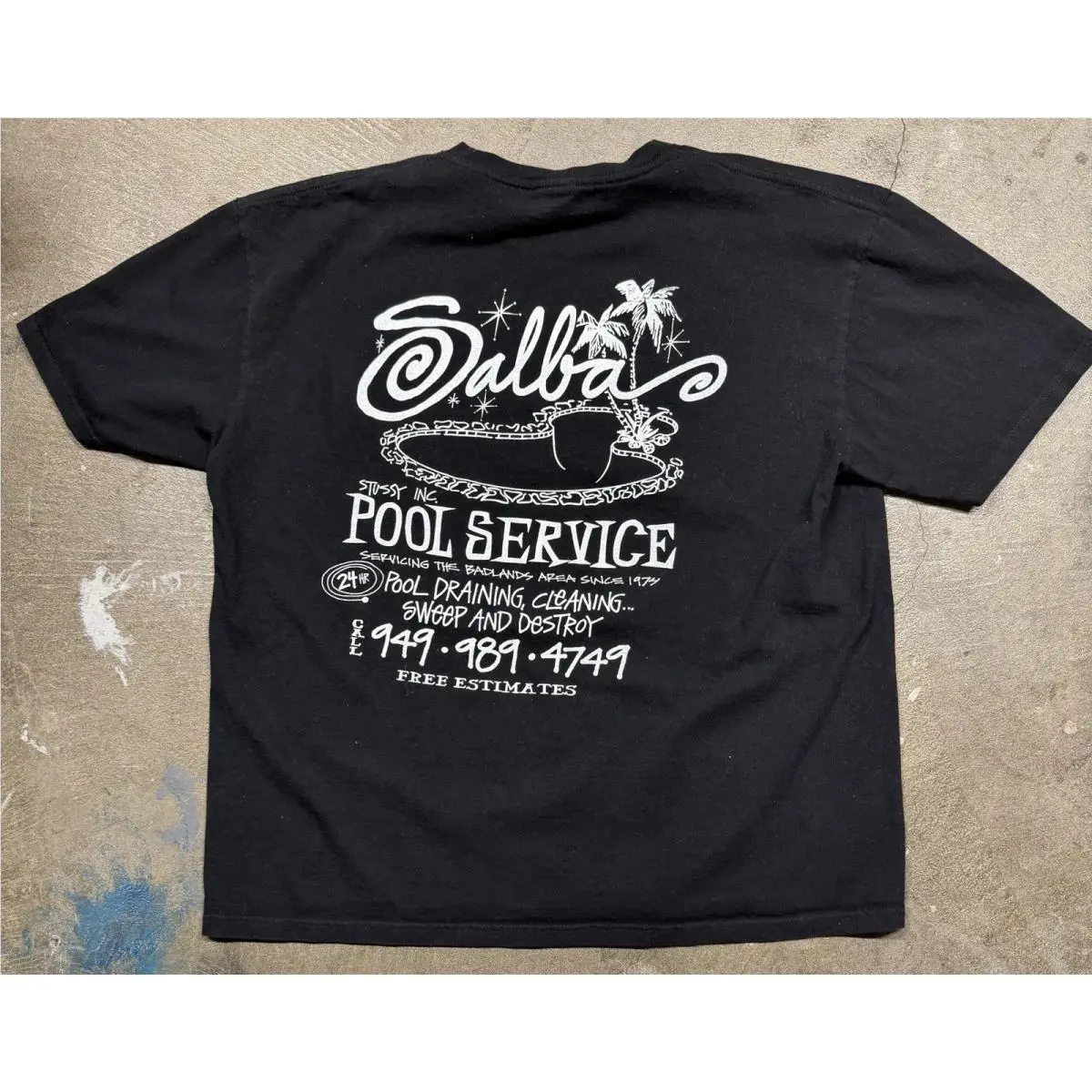 Stussy Shirt Salbas Pool Service Tee Tshirt XL Black Double Sided Streetwear