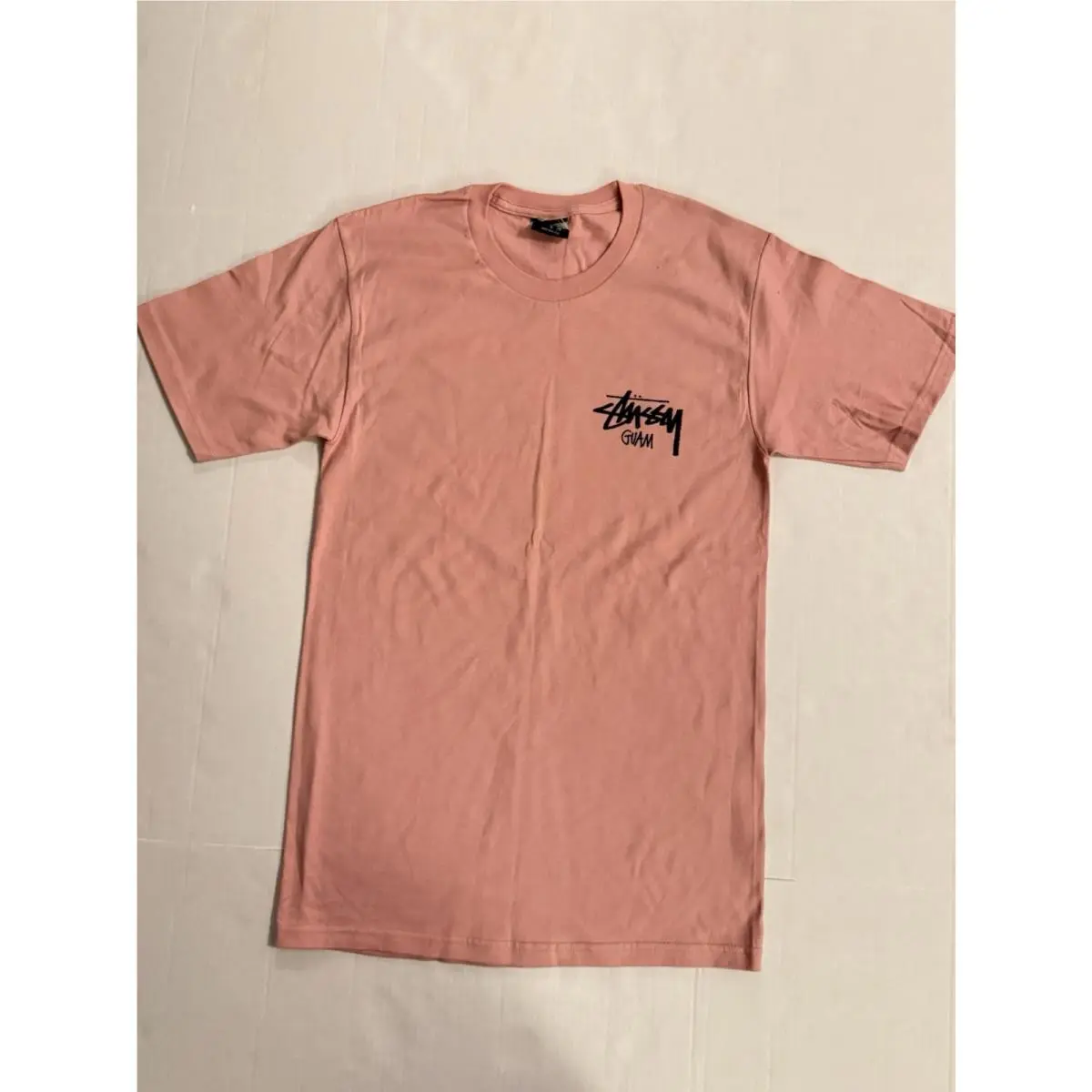 Stussy Guam Peach Short Sleeve Tee Shirt Size Small Graphic Cut Tag