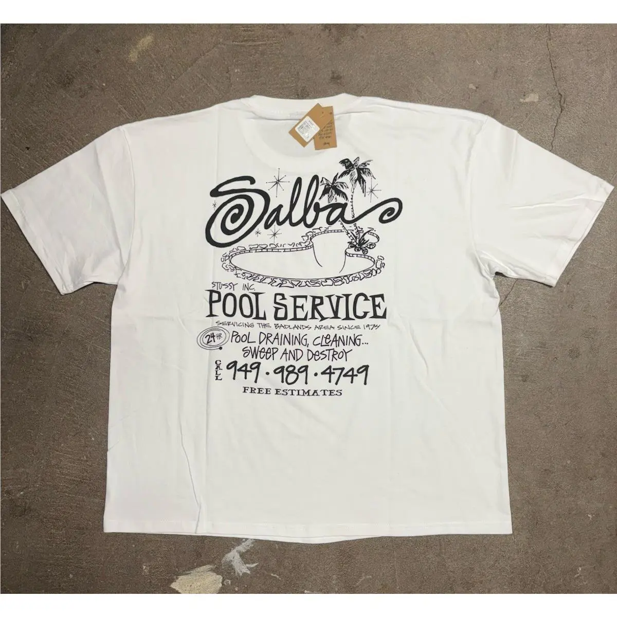 Stussy Shirt Salbas Pool Service Tee Tshirt Large White Double Sided Streetwear