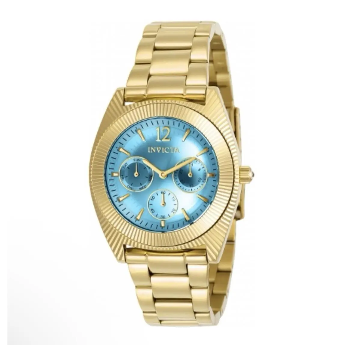 2016 Vaulted Invicta Angel Women`s Watch 23753 Gold SS Light Blue Dial Quartz