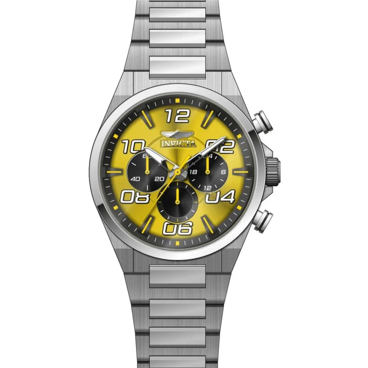 Invicta Men`s Watch Speedway Quartz Yellow Dial Stainless Steel Bracelet 50424