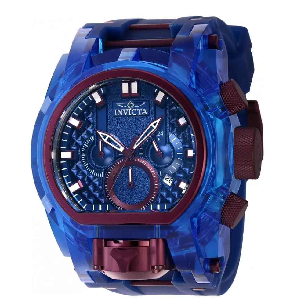Invicta Bolt Zeus Magnum Men`s 52mm Anatomic Dual Dial Chronograph Watch 39474 - Dial: Blue, Band: Blue, Bezel: Blue