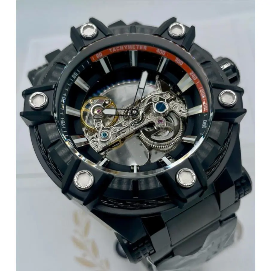Invicta Bolt Phantom Automatic Men`s Watch w/ Skeleton Dial 52mm Black