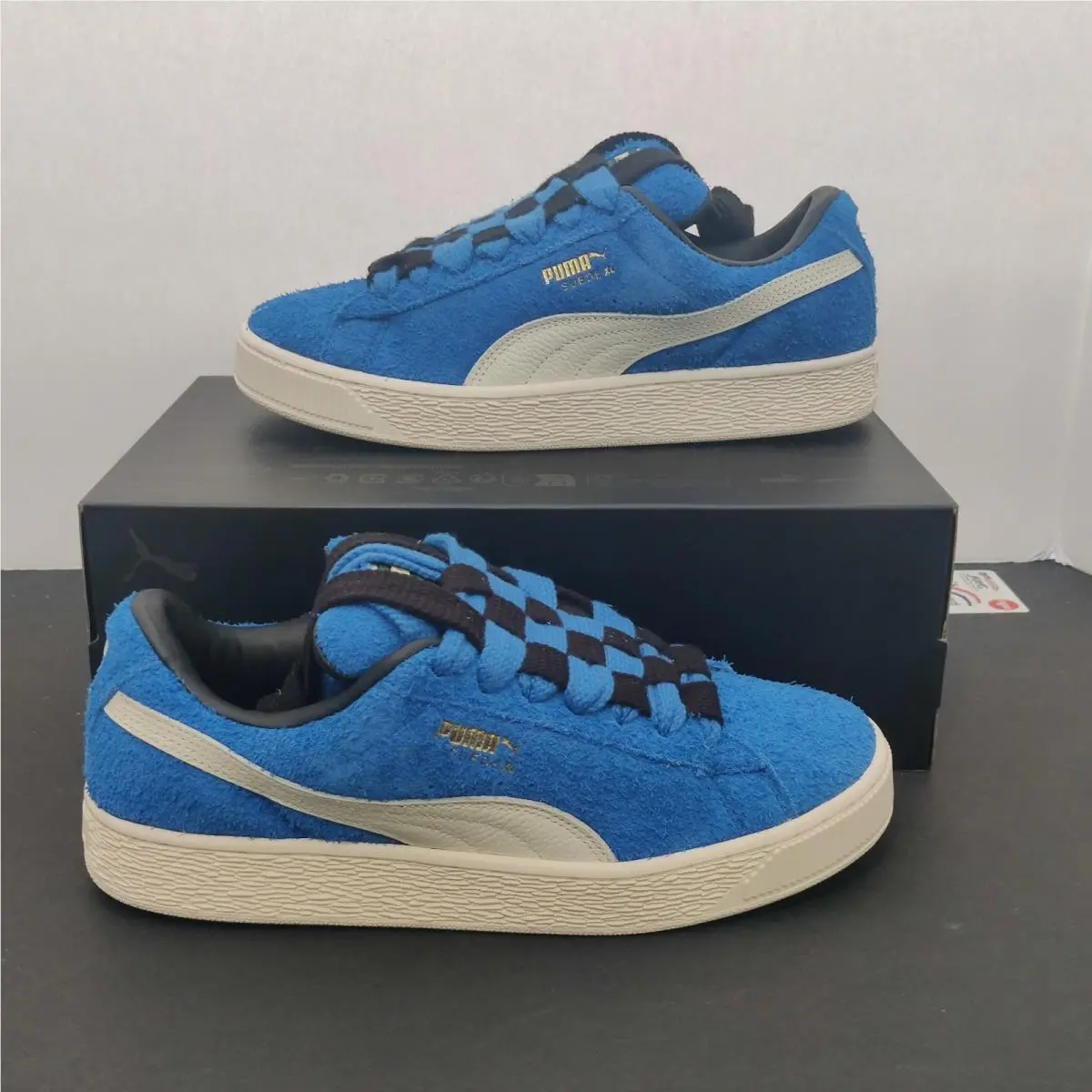 Men`s Size 9.5 - Puma Suede XL Jackhammer Bluemazing - Frosted Ivory - 398932 02