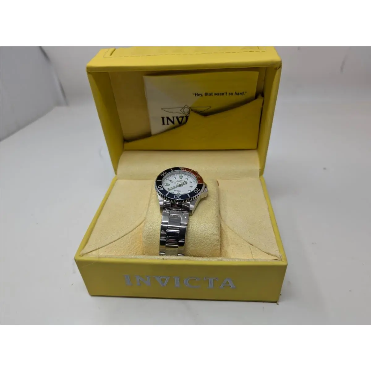 Invicta Stainless Steel Diver Watch Red/blue Bezel 100M w/ Box 235