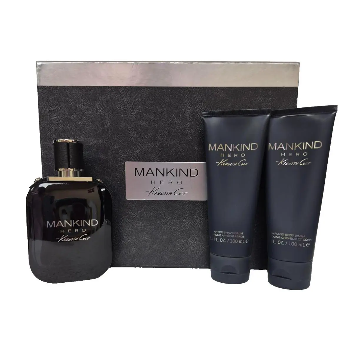 Kenneth Cole Mankind Hero Men Set 3.4 Edt SP 3.4 After Shave 3.4 Hair Wash