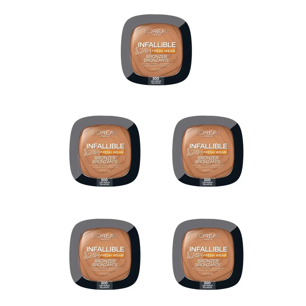 L`oreal Paris Infallible Up to 24H Bronzer Light Medium Pack of 5