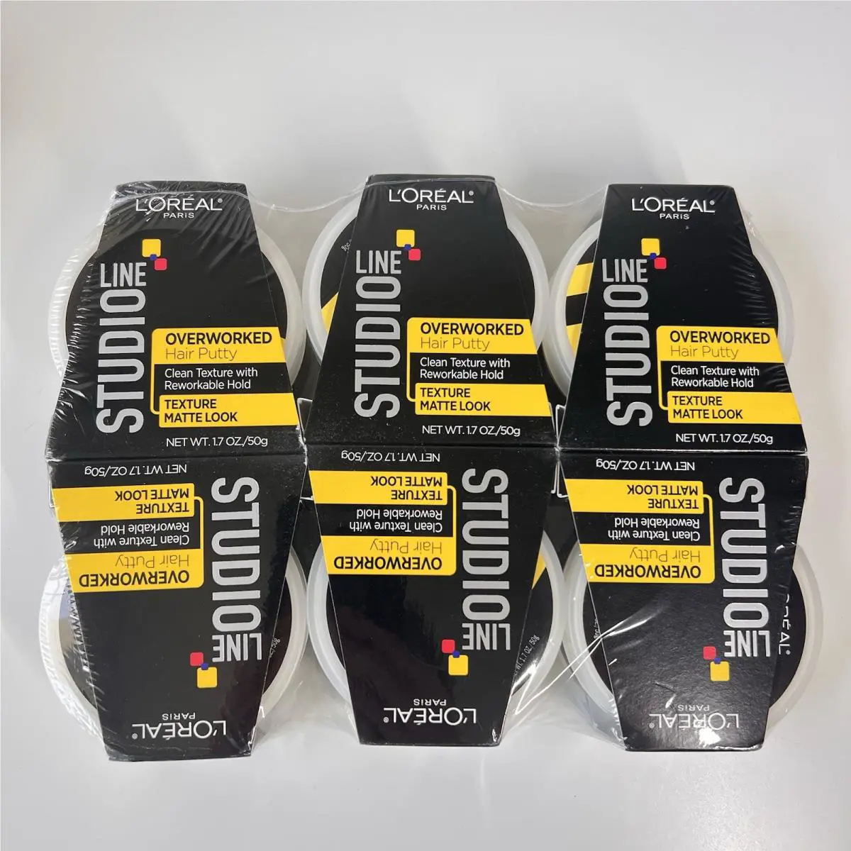 L`oreal Paris Studio Line Overworked Hair Putty Medium Hold 1.7 oz 6 Pack