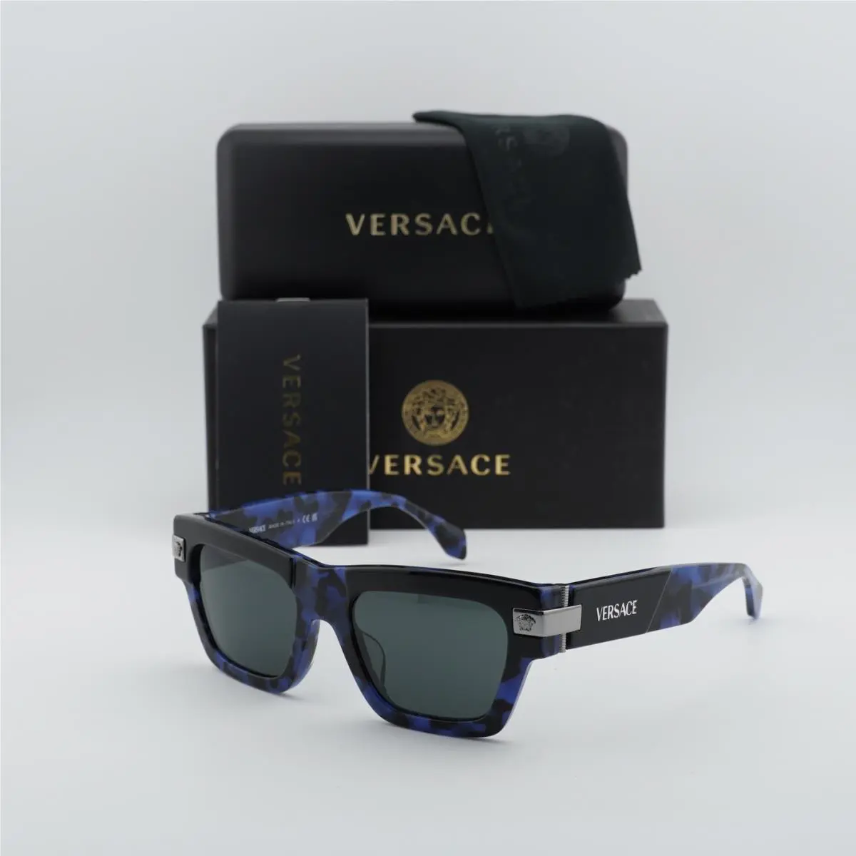 Versace VE4464F 545887 Havana Blue/dark Grey 55-20-145 Sunglasses