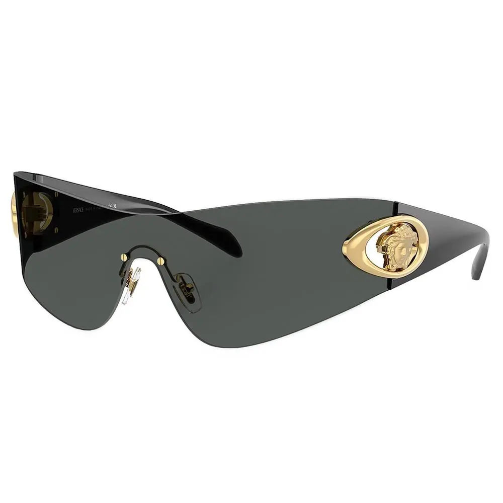 VE 2280 100287 Dark Grey Plastic Shield Sunglasses Grey Lens by Versace