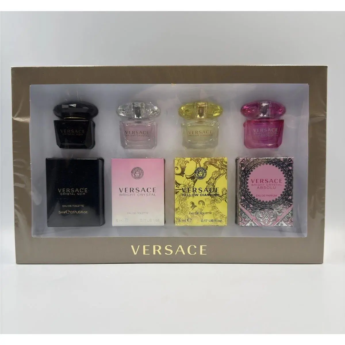 Versace Mini Perfume Set Crystal Noir Yellow Diamond Bright Crystal Absolu