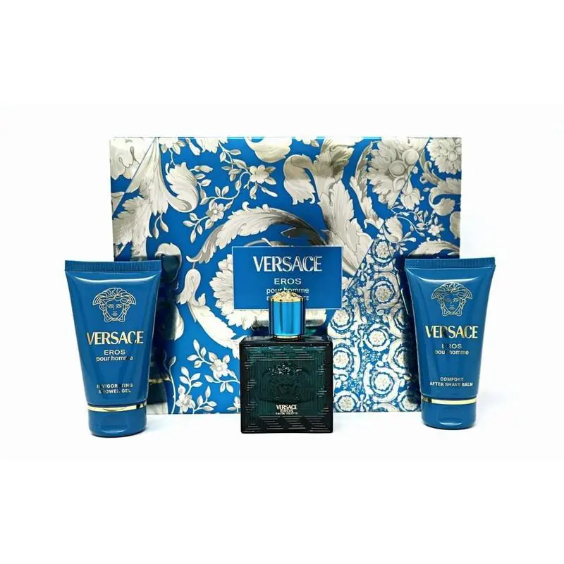 Versace Eros 3PC Gift Set M- 1.7OZEDT + 1.7OZ Showe Gel + 1.7OZ After Shave Balm