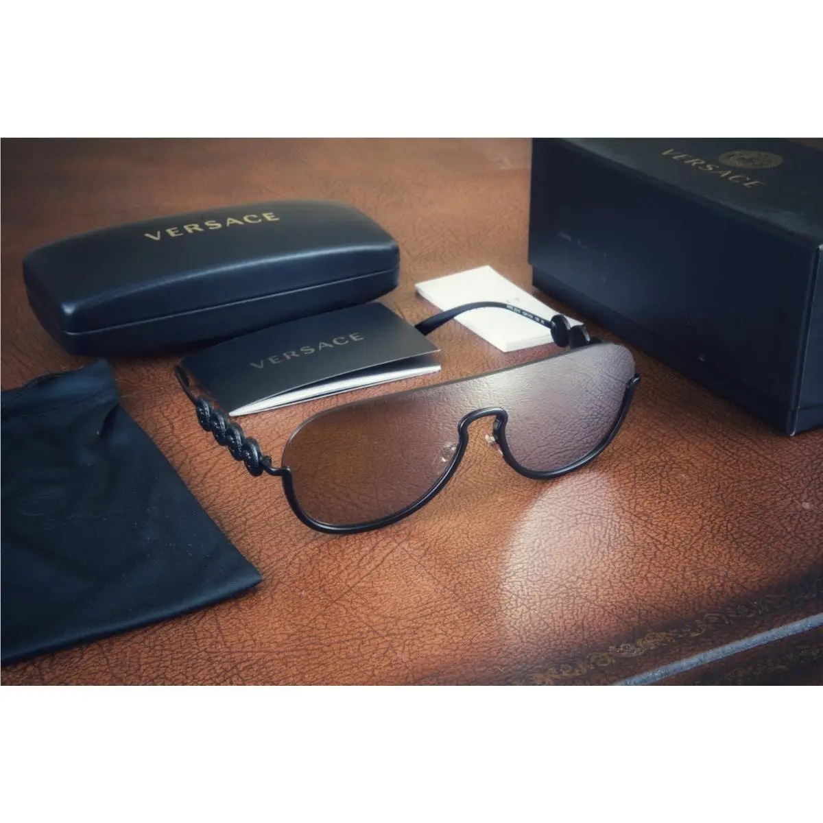 Versace VE2215 1261/5A Shield Sunglasses