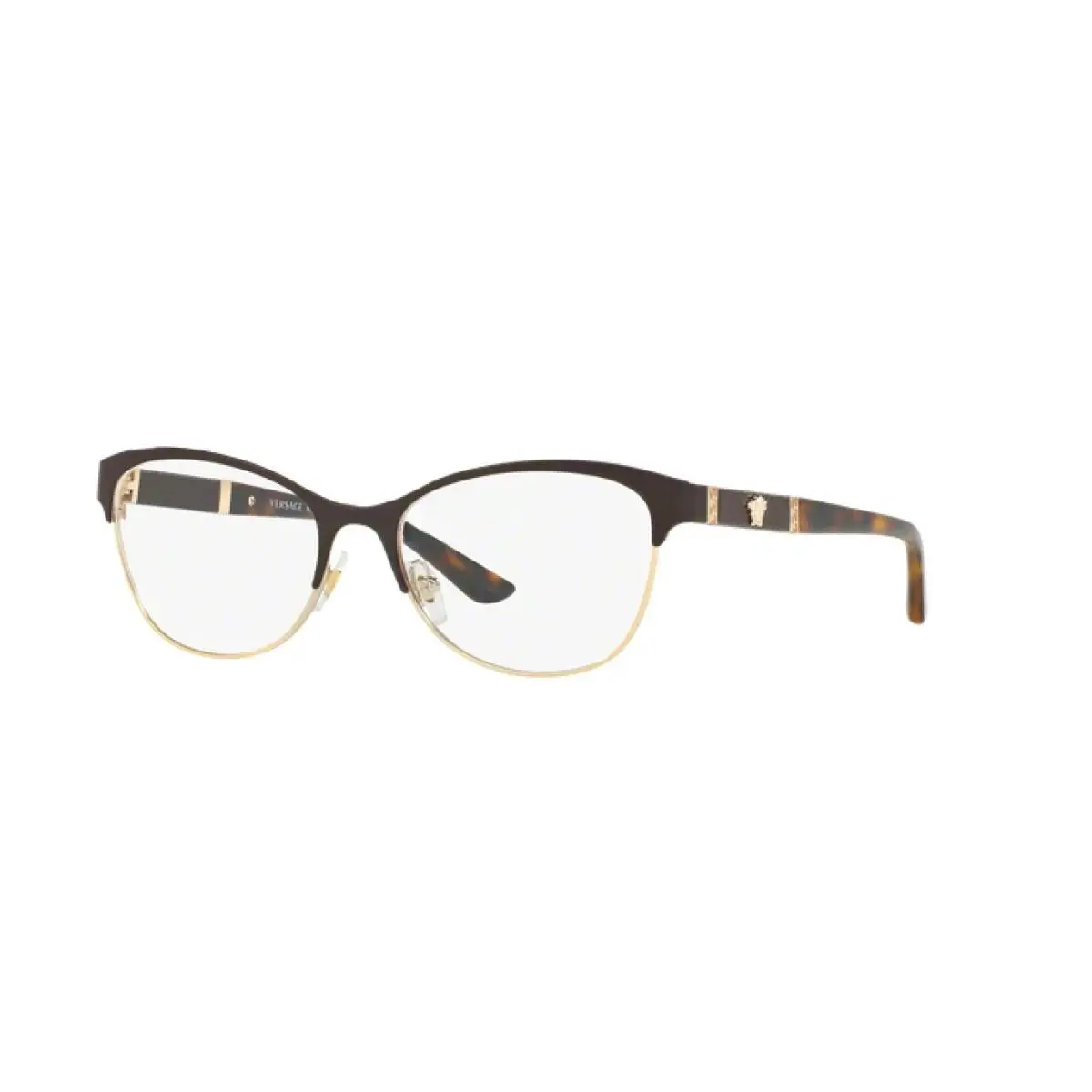 Versace Irregular Woman Eyeglasses 0VE1233Q 1344 53mm Brown/pale Gold