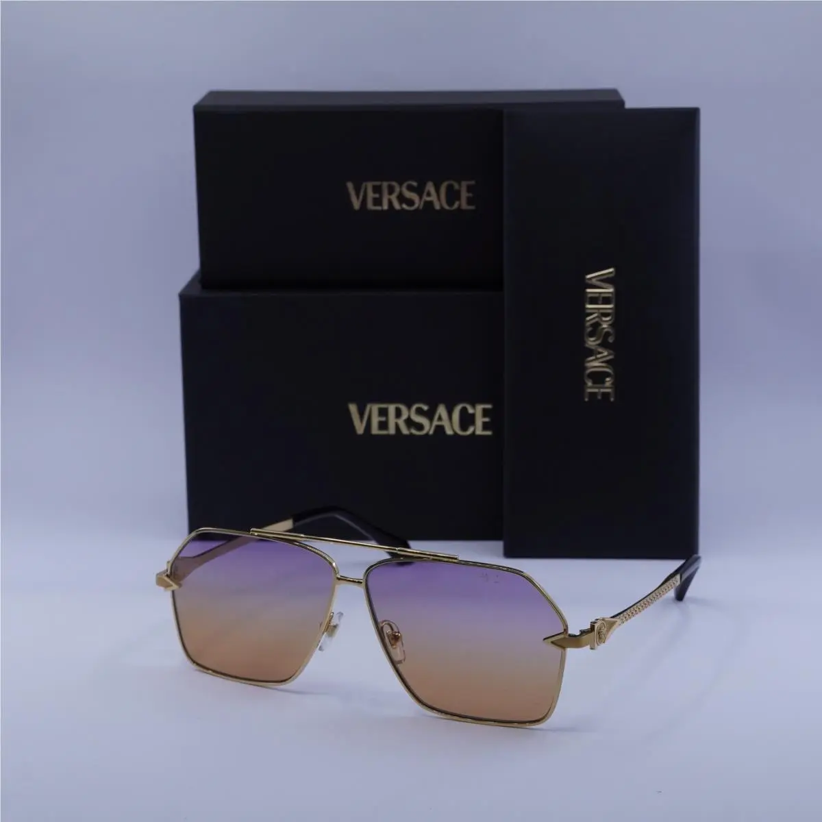 VE2284 1002EL Gold/clear Fifty Gradient Orange Violet 63-10-140 by Versace