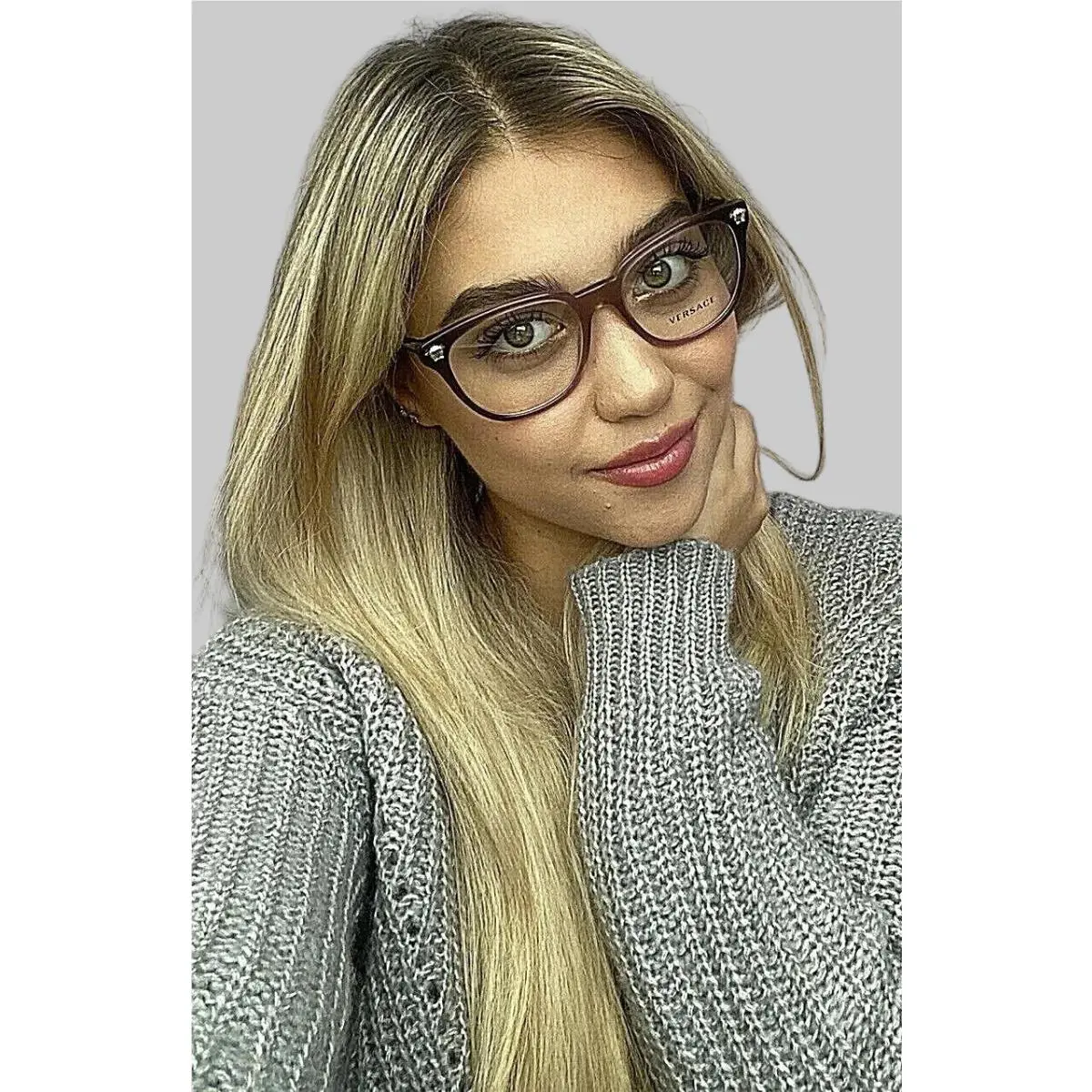 Versace Mod. 3242 5229 Clear Purple 54mm Women`s Eyeglasses Frame Italy 7