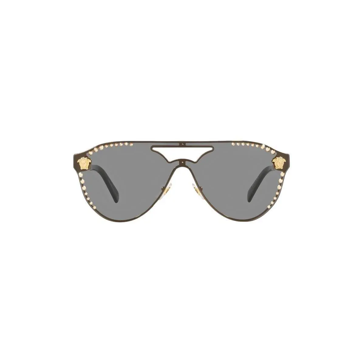 Versace Women 42mm Shield Sunglasses Gold/ Dark Grey