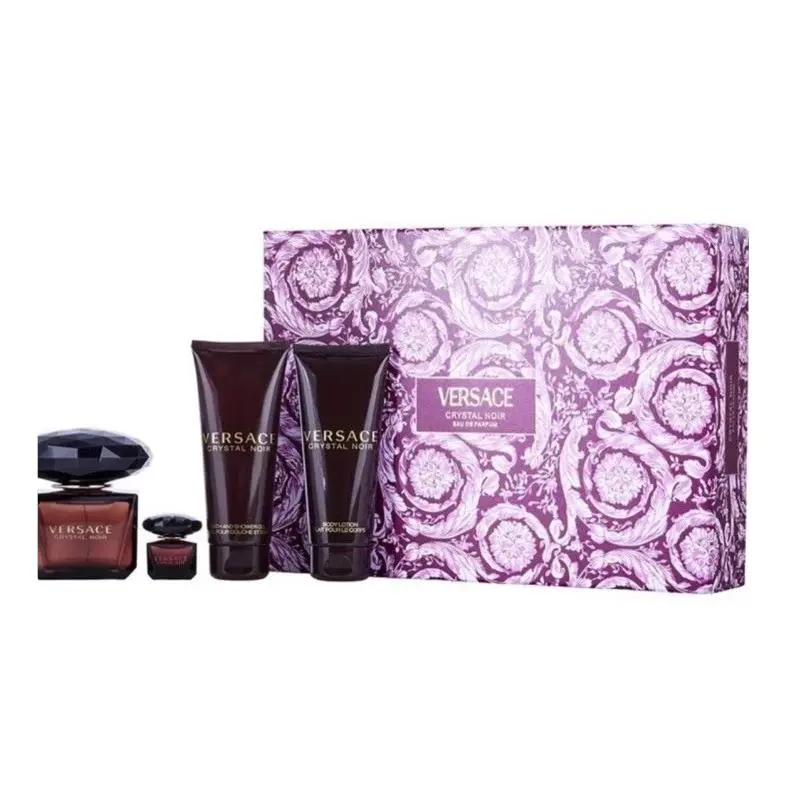 Versace Crystal Noir Women`s 4 Pcs Gift Set Edt Spray Body Lotion Shower Gel