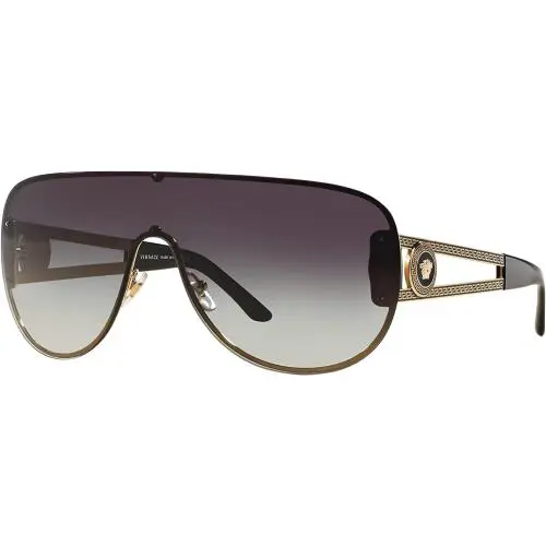 Rock Icons Visor Sunglasses in Pale Gold Grey Gradient VE2166 by Versace