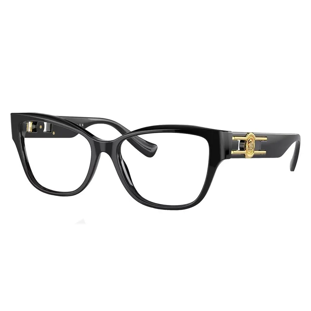 Iconic VE 3347 GB1 Black Plastic Cat-eye Eyeglasses 52mm by Versace