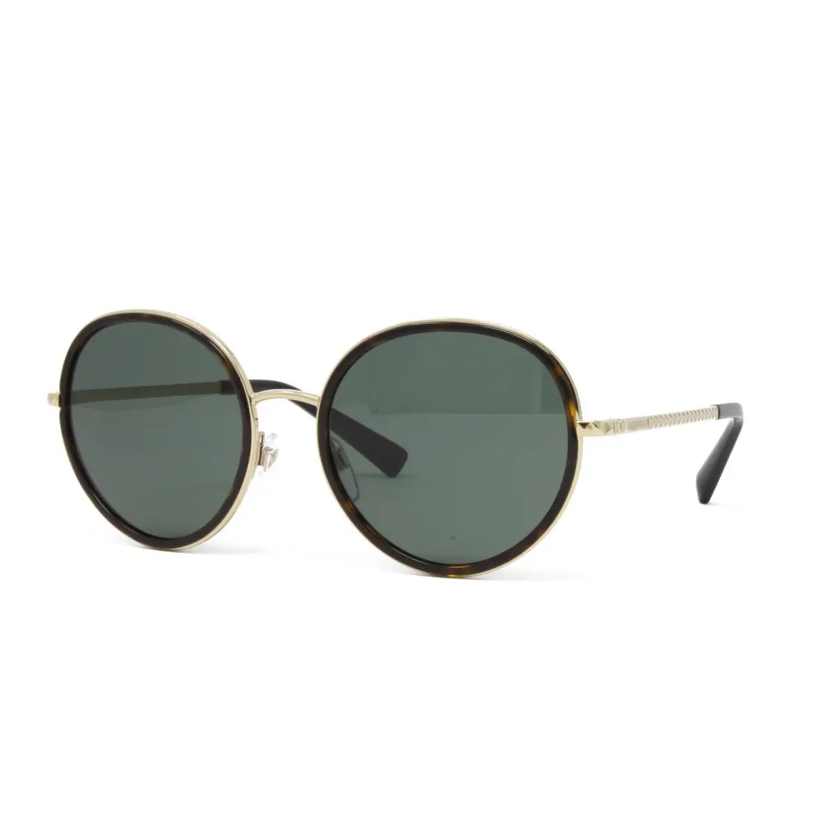 Valentino Women`s Sunglasses VA2051-300371 Havana 53mm Green Lens Round Metal