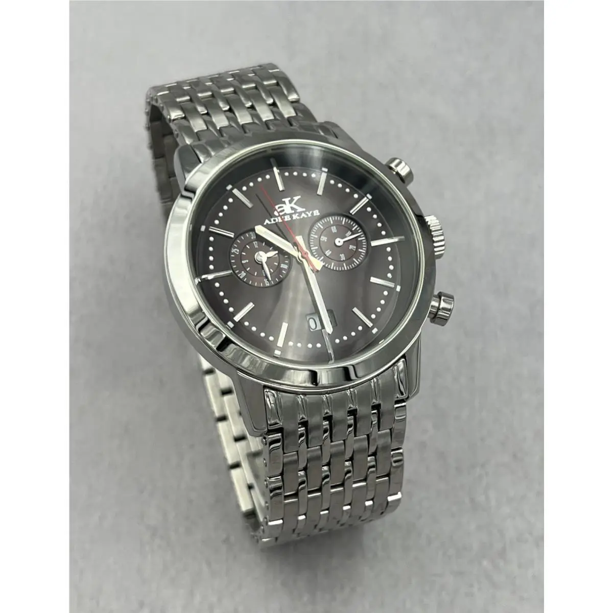 Adee Kaye AK8027-MB Men`s Stainless Steel Twin Dial Chronograph Watch