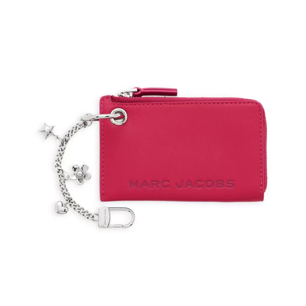 Marc Jacobs The Coin Charm Leather Case Wallet Raspberry