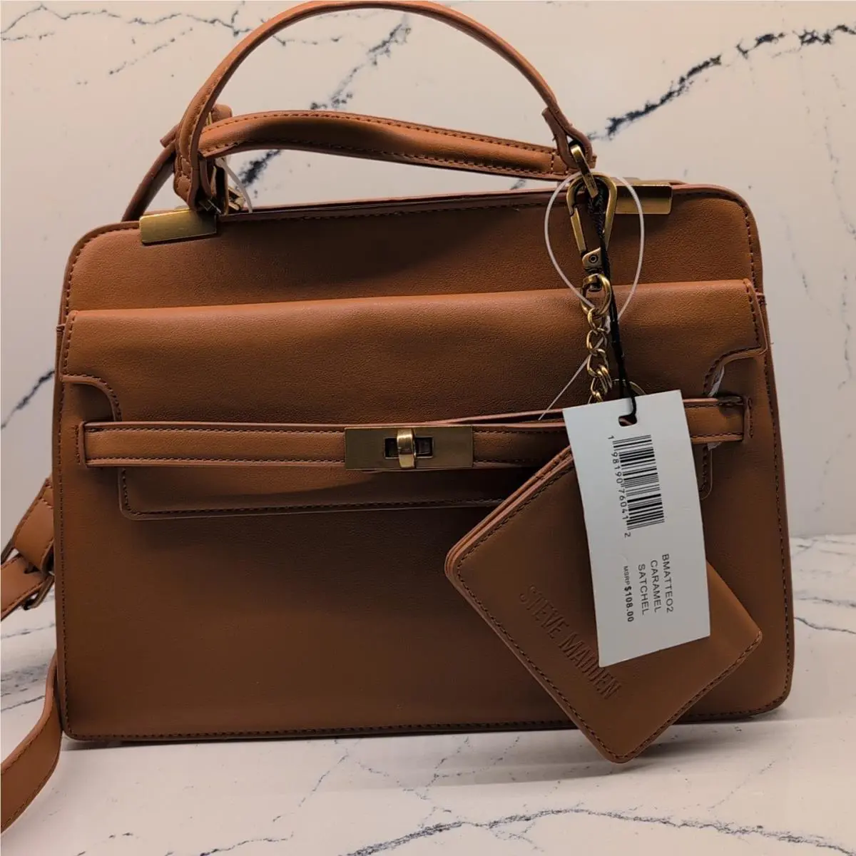 Steve Madden Bmatteo 2 Caramel Satchel Convertible with Bifold Wallet