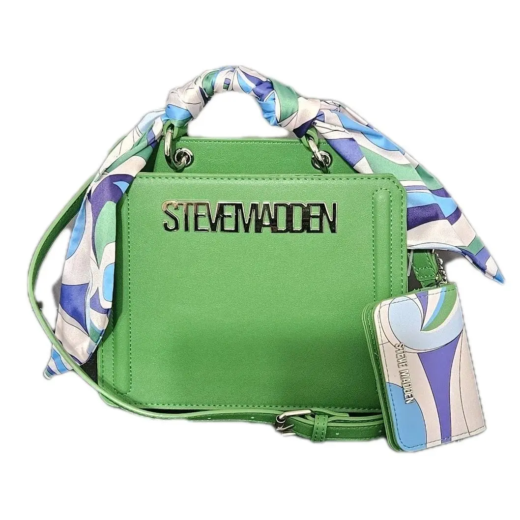 Bevelyn Green Satchel Crossbody Bag Scarf Card Holder Viral by Steve Madden