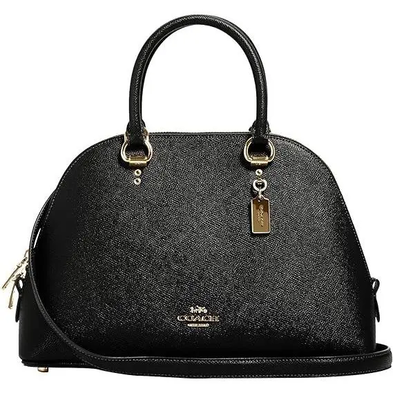 Unisex Katy Satchel Leather Handbag - Designer Bag Black by Coach