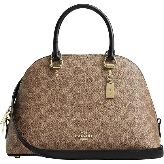 Unisex Katy Satchel Leather Handbag - Designer Bag Im/Tan/Black by Coach