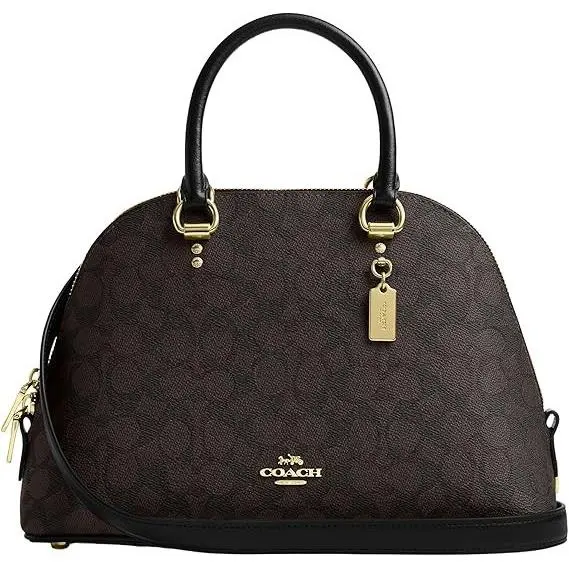 Unisex Katy Satchel Leather Handbag - Designer Bag Im/Walnut/Black by Coach