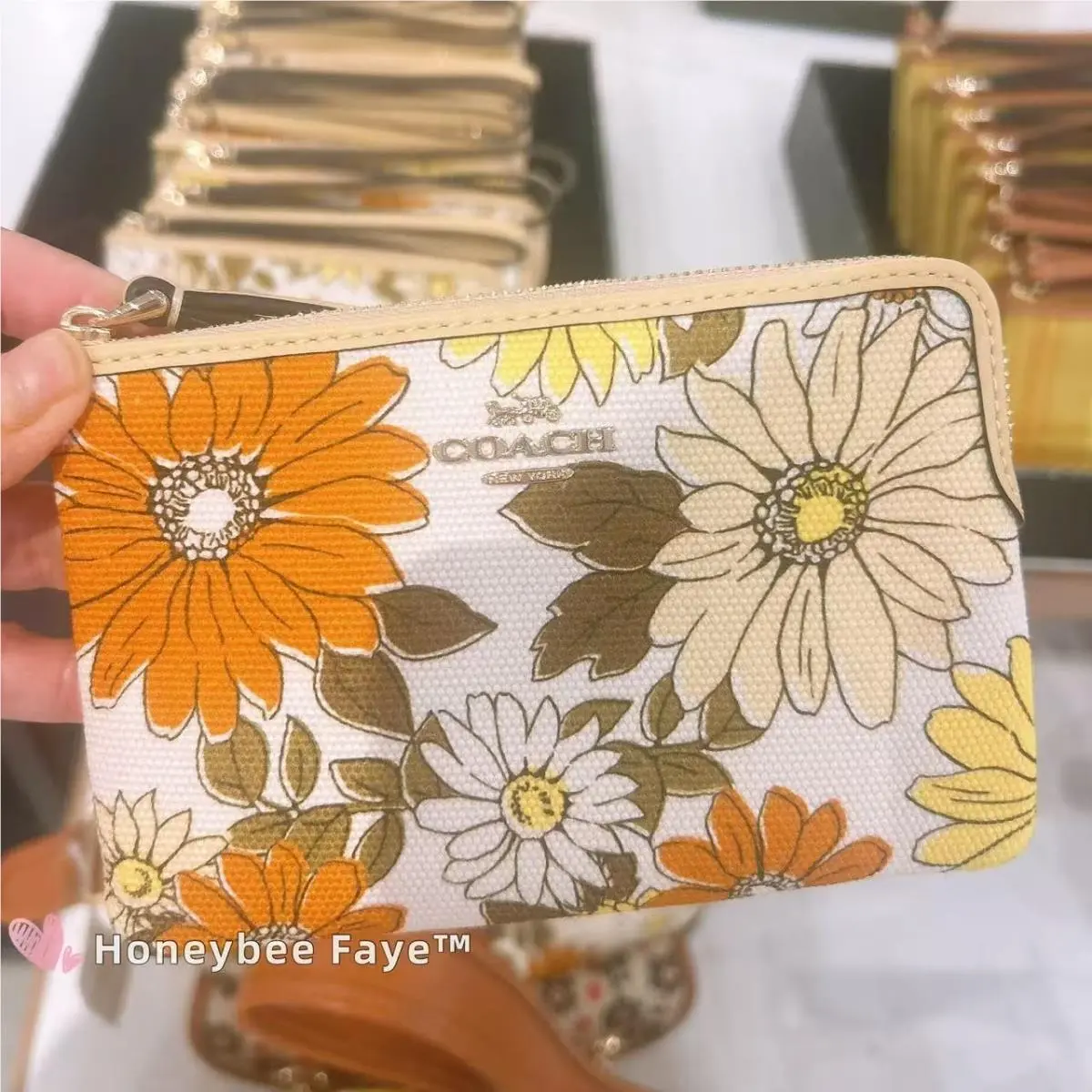 Coach Corner Zip Wristlet with Floral CEF83 or CEF85 Select One Print